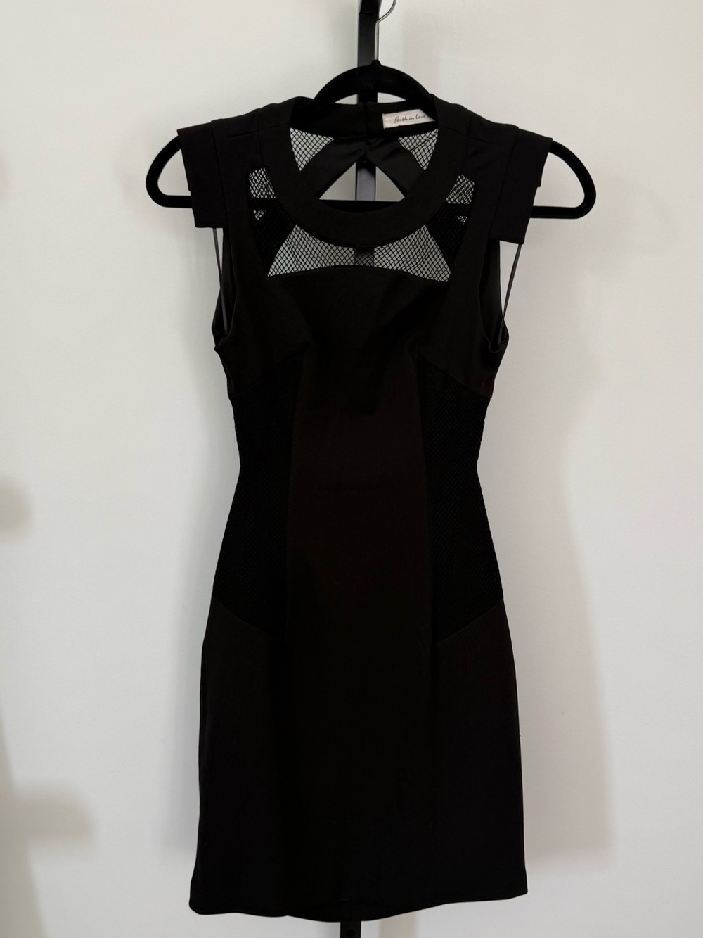 LF Faith in Love Black Mesh Panel Mini Dress with Cutout Neckline